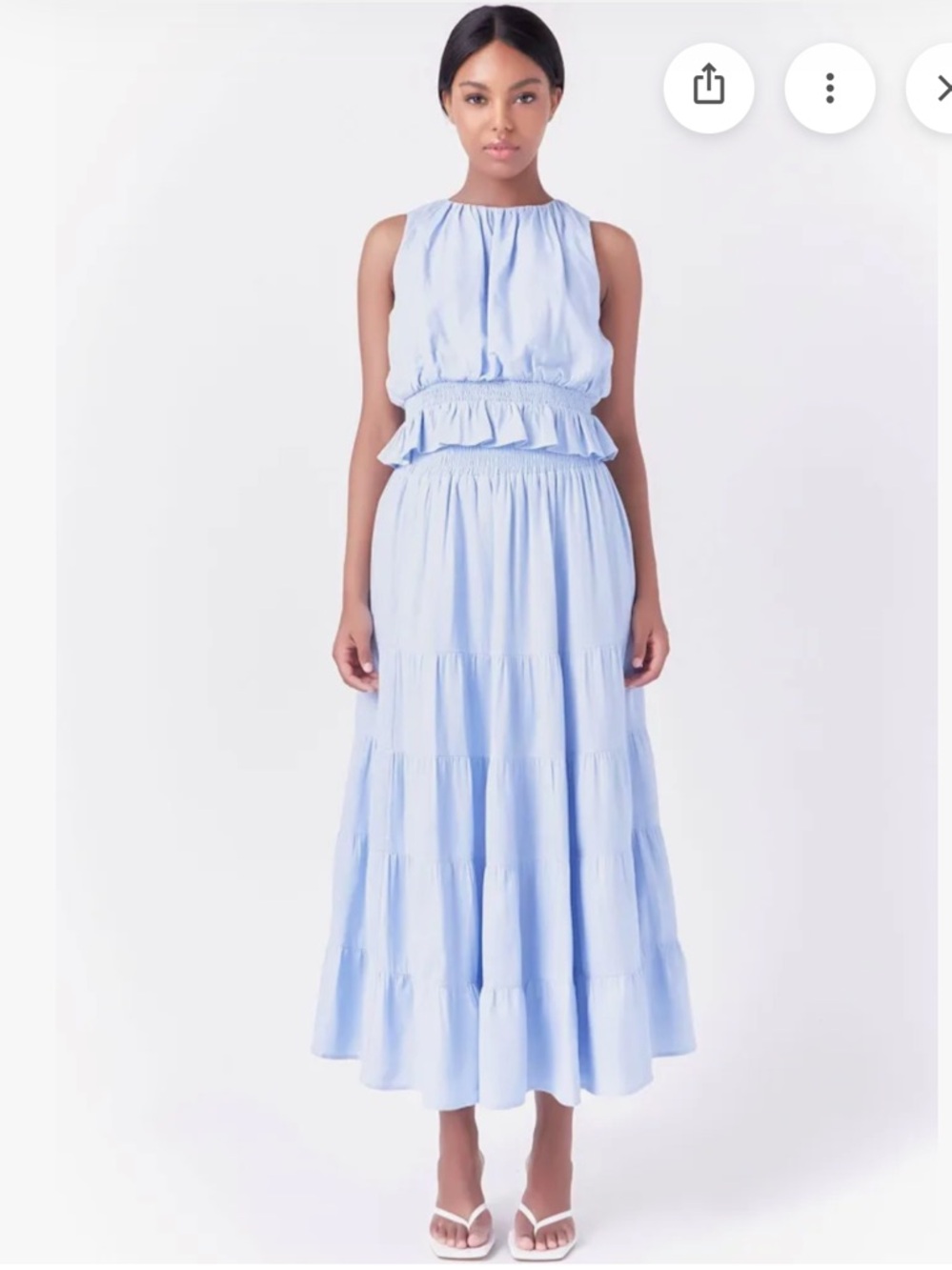 Endless Rose Sky Blue Sleeveless Smocked Peplum two piece set/ worn once